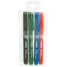 Набор маркеров перманентных, 1 - 4 мм, (зеленый, красный, синий, черный), пулевидный нак., INDEX, (4 ш
