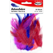 MEYCO перья петушиные микс цветов, 10-12см, 24 шт.