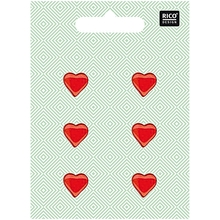 RICO Design набор пуговиц-сердечек красных 1,5см, 6шт
