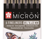 Sakura Набор капилярных ручек Pigma Micron 6шт 0.45мм черный, фиолетовый, коричневый, зеленый, синий