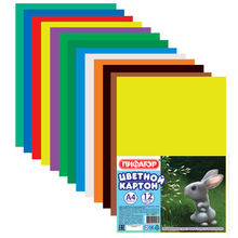 Цветной картон, А4, 12 цветов, 200 г/м2, ПИФАГОР, 200х283 мм, 128011