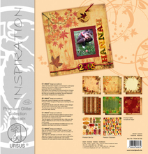 URSUS Набор для скрапбукинга Осень (6 л. бумаги с блестками, трафарет, картон)