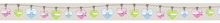 URSUS Лента клейкая декоративная, мотив №79 деревенские сердца розовые и зеленые, 15мм х 10 м