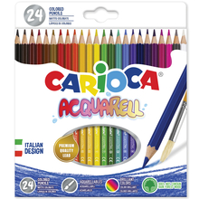 Набор цветных карандашей CARIOCA ACQUARELL, 24 матовых цвета. Эффект акварельных красок.