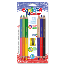 Набор цветных деревянных двусторонних карандашей + точилка СARIOCA BICOLOR 6 шт, 12 цв в блистере