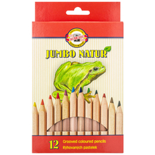 Набор цветных карандашей JUMBO NATUR, 12 цветов, утолщенный корпус, натуральное дерево