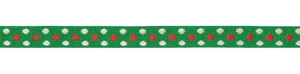 RICO Design лента зеленая с красными и серебряными точками 2м