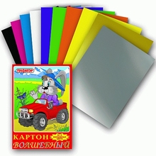 Цветной картон, А4, волшебный, 10 цветов, 215 г/м2, ПИФАГОР "Заяц на джипе", 198х288 мм, 121320