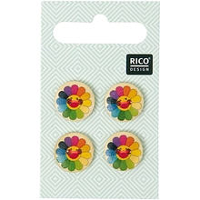 RICO Design пуговицы с разноцв. подсолнухом 1,5 см, 4 шт