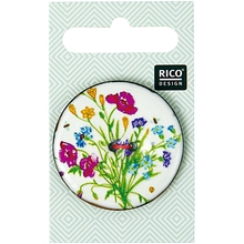 RICO Design пуговица цветочный орнамент белая 4 см