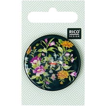 RICO Design пуговица цветочный орнамент черная 4 см