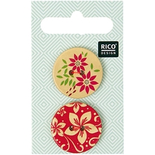 RICO Design пуговицы деревянные цветочный принт 2,5 см, 2 шт