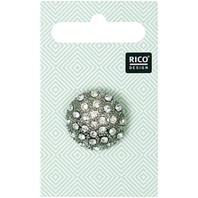 RICO Design пуговица декоративная серебряная со стразами 2 см