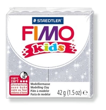 Глина для лепки FIMO kids, 42 г, цвет: блестящий серебряный