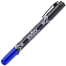 Маркер для белой доски, 2-3 мм, (синий, черный), пулевидный нак., двусторонний, INDEX