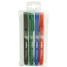 Набор маркеров для белой доски, 2-3 мм, (зеленый, красный, синий, черный), пулевидный нак., INDEX
