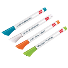 Набор маркеров для белой доски, 3 мм, (белый, зеленый, оранжевый, синий), клиновидный нак., NOBO, (4