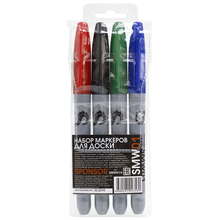 Набор маркеров для белой доски, 1,5-2 мм, (зеленый, красный, синий, черный), пулевидный нак., SPONSO