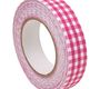 RICO Design лента клейкая тканевая бело-розовая в клетку 1,5 см х 5 м