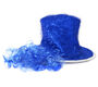 Шляпа карнавальная с волосами, голубая, металлик, 18 см, в пакете