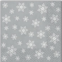 PAW Салфетки для коктейля Множество снежинок серебряные 25х25 см 20 шт.