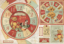 Stamperia Карта декупажная рисовая Мишки тедди и часы, 48х33 см, 28 г на м2